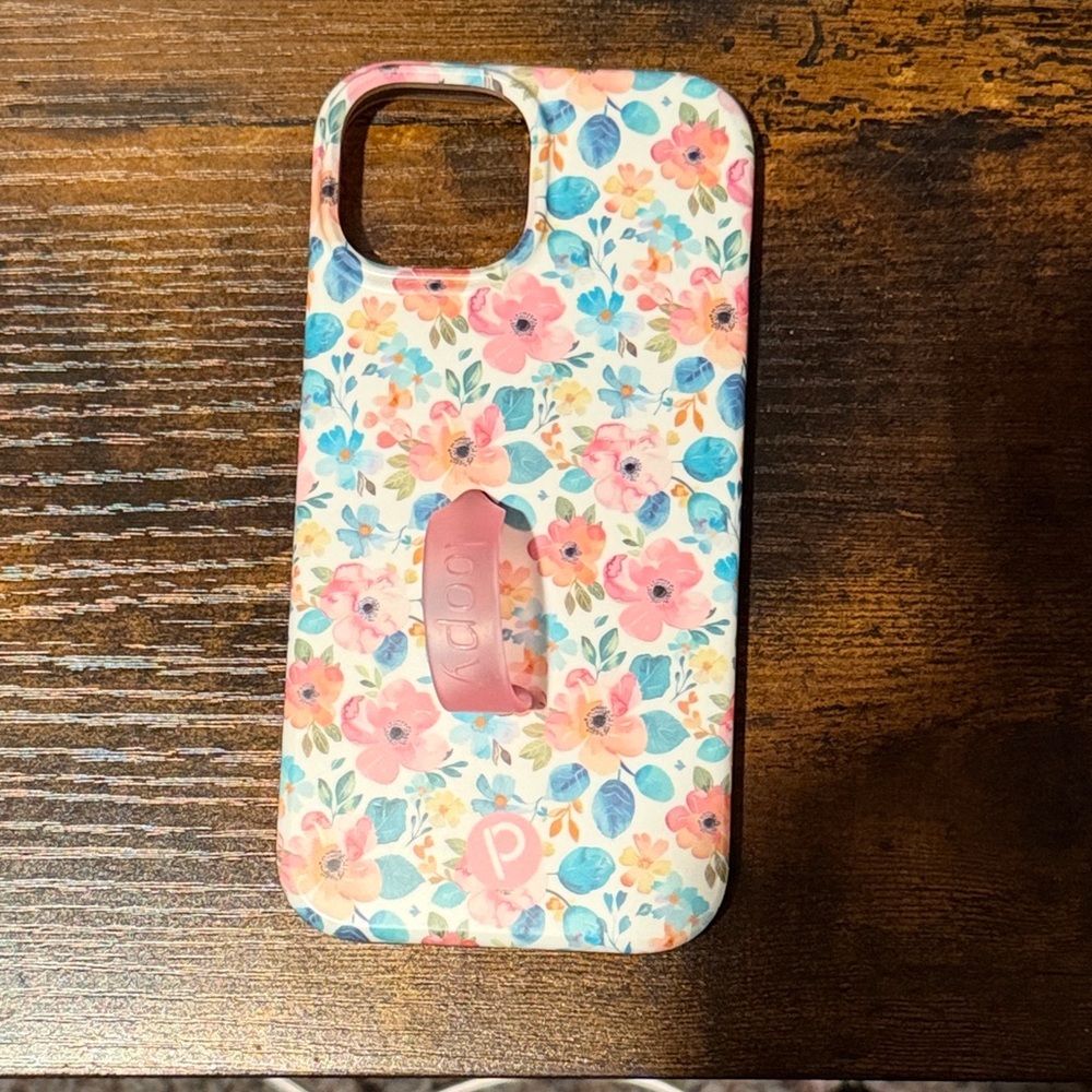 Floral Loopy iPhone 15 Phone Case - Pink and Blue